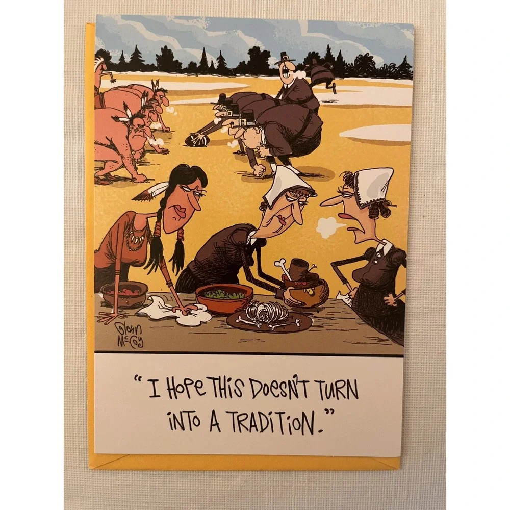 Hallmark Thanksgiving Greeting Cards Set 2 Funny Glenn McCoy & Son Family Foil
